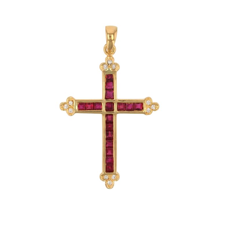Acheter Croix rubis de synthèse 1.02 carat et diamants or jaune 3.92g Comme neuf - 850,00 € Croix rubis de synthèse 1.02 carat et diamants or jaune 3.92g Comme neuf - reconditionné disponible sur Gemme Les Bijoux